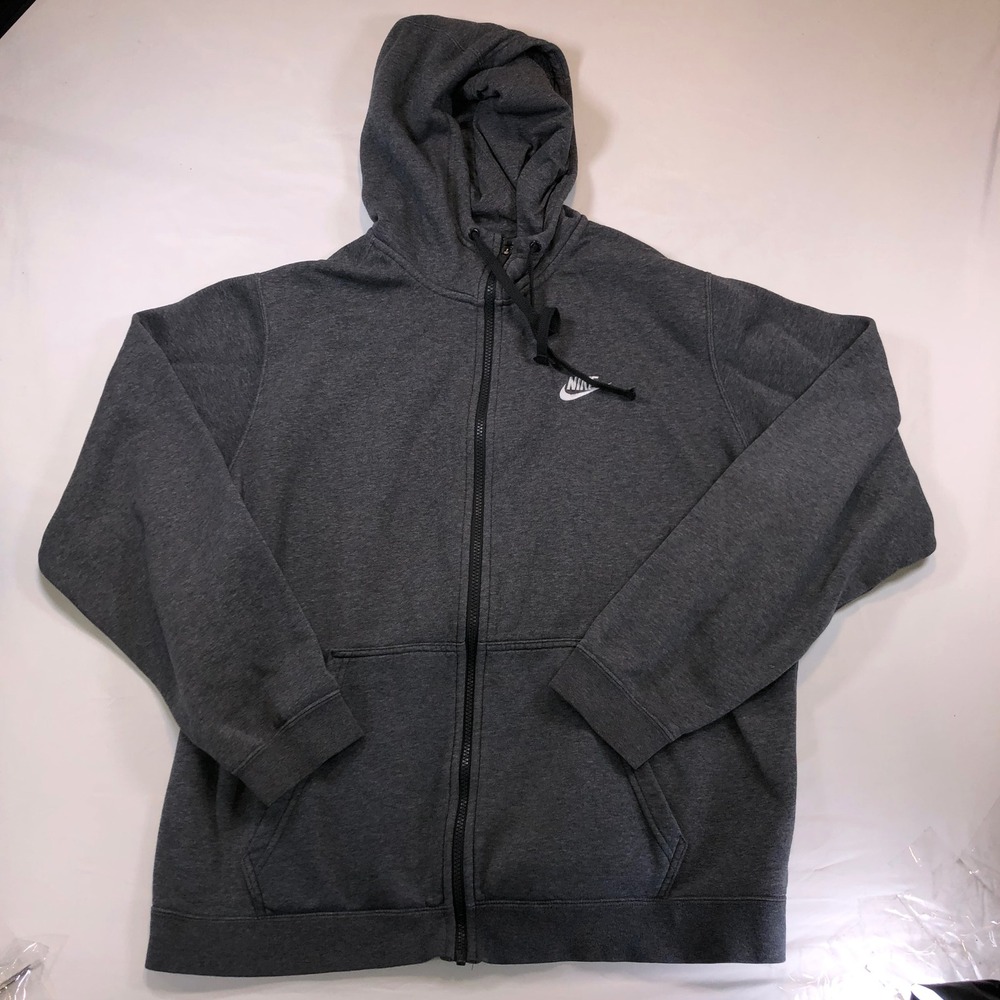 Nike Mens XL Full Zip Hoodie Charcoal Grey Fleece Sportswear Futura Logo